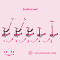 Koloběžka, odrážedlo a odstrkovadlo v jednom Mini2grow Deluxe Magic LED Pink