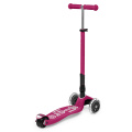 Růžová koloběžka se svítícími kolečky Micro Maxi DeLuxe skládací Berry Red LED