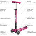 Popis koloběžky Micro Maxi DeLuxe skládací Berry Red LED